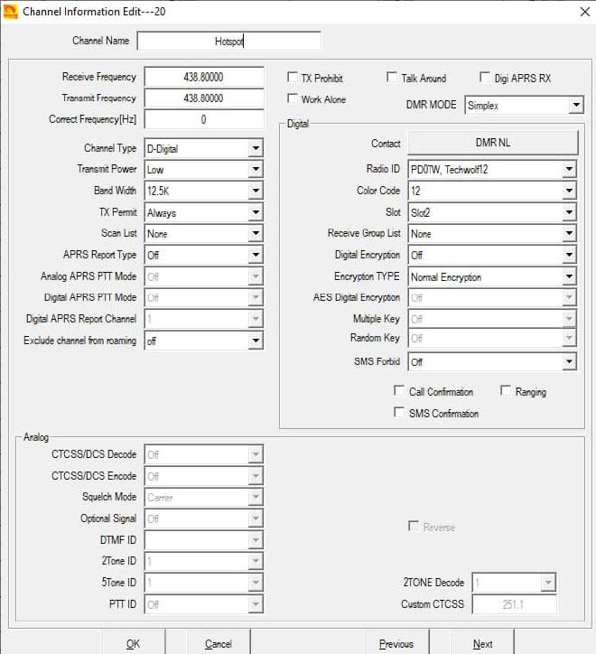 Channel configuration