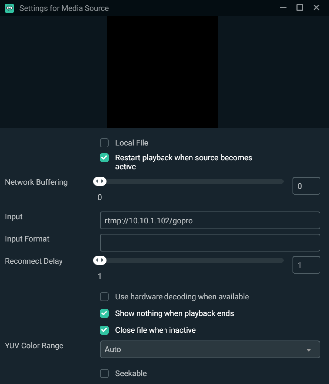 Gopro setup in SLOBS for RTMP